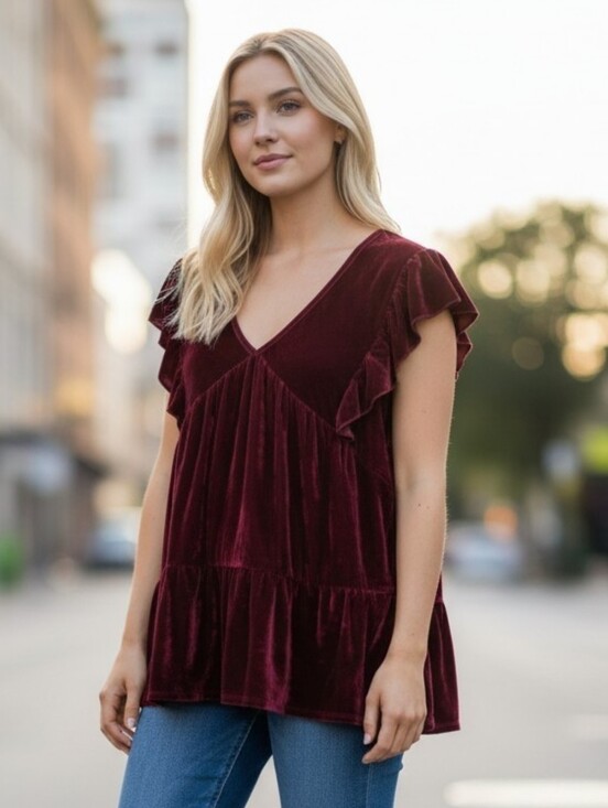 New York & Company Tops - NY & Co Burgundy Velvet Bohemian Sleeveless Top Ladies Large NWT Festive Holiday